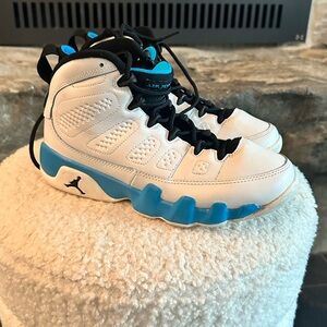 Kids White and Blue Jordan Shoes